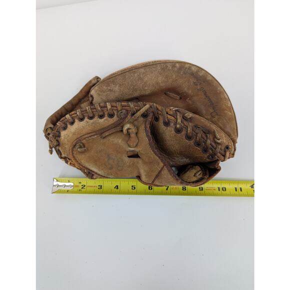 Vintage Top Grain Cow Hide Leather Deep Pocket Catcher's Mitt Glove 425C - Picture 8 of 9